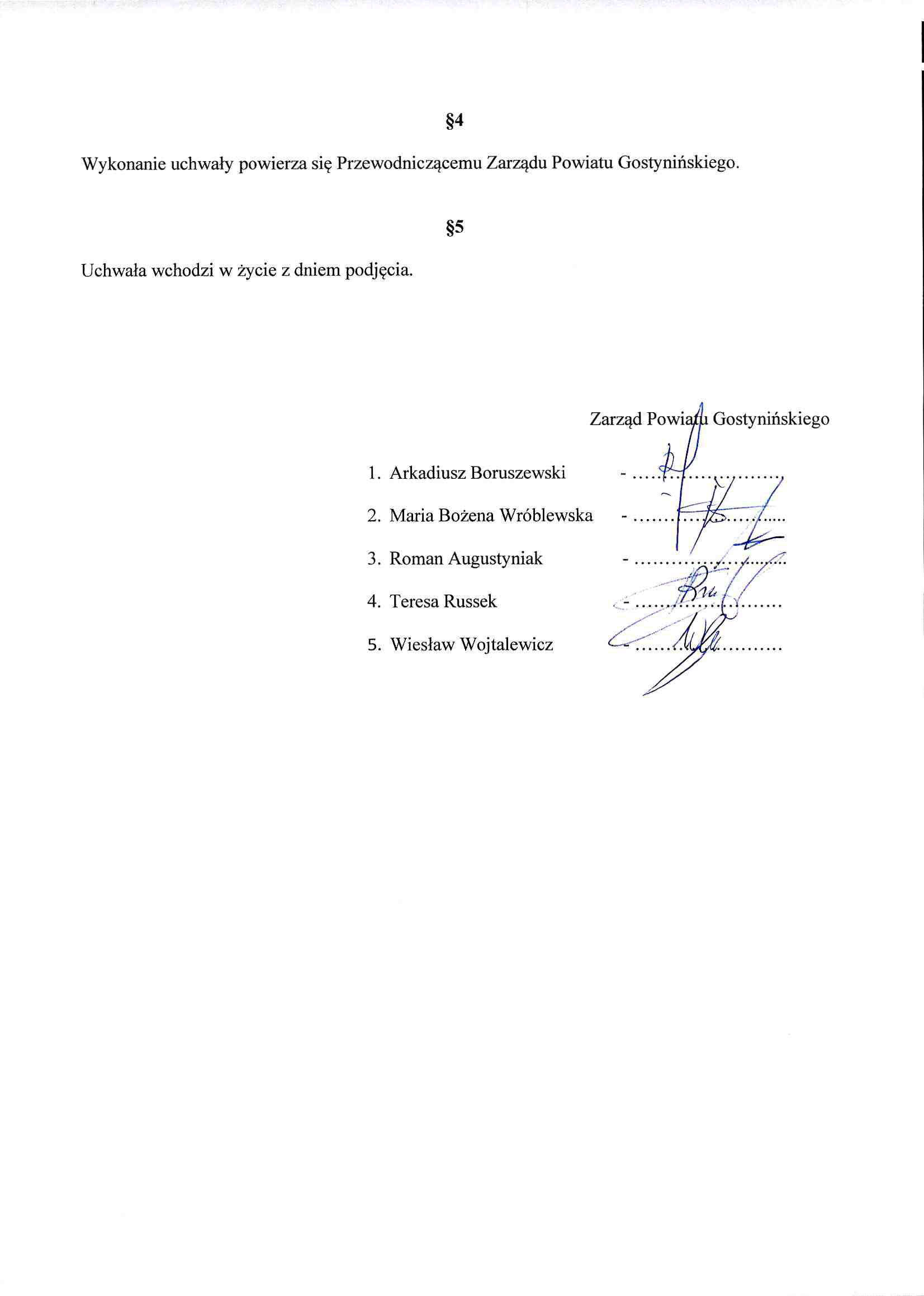 Uchwała Zarządu Powiatu Gostynińskiego w sprawie wyboru oferty na realizację zadania publicznego2